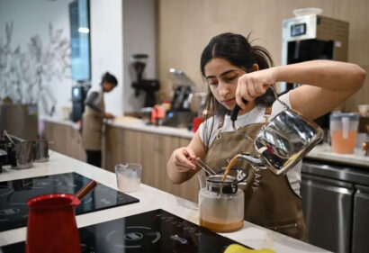 Pouring Yemeni Coffee in Lansing Michigan