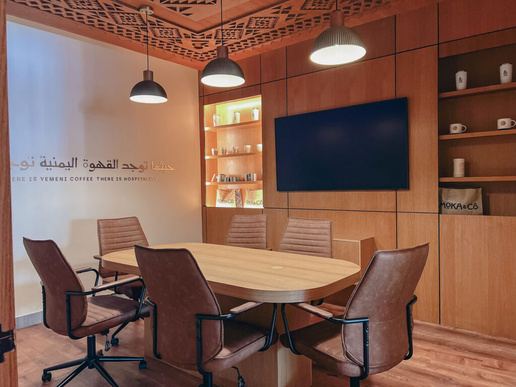 Private conference room at 34th street location of Moka & Co Yemeni Coffee Shop